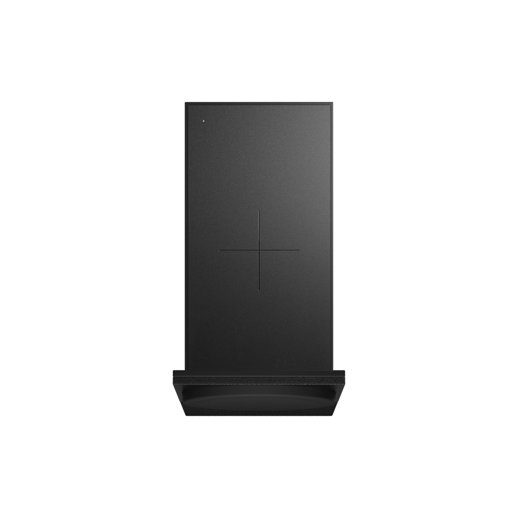 Surface pour écouteurs du chargeur Native Union Rise 2-in-1 noir replié.