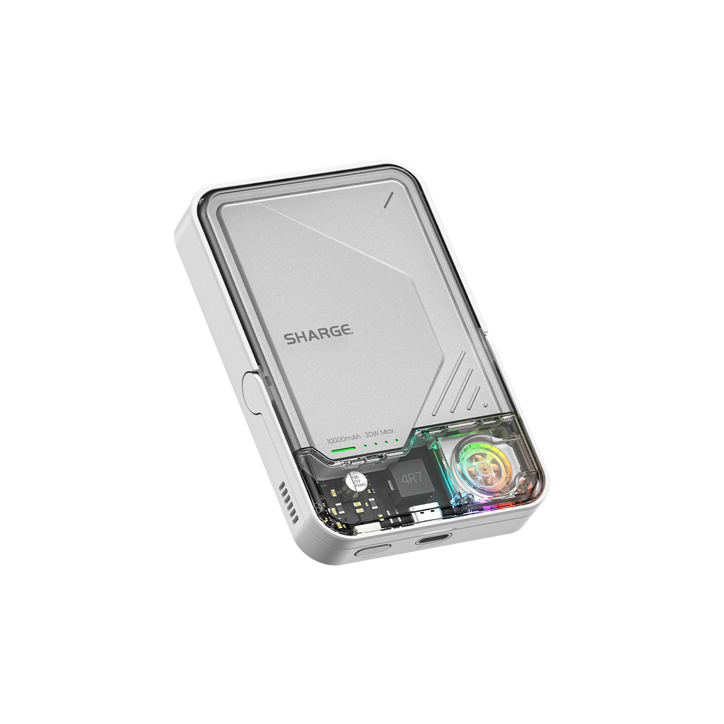 Batterie SHARGE ICEMAG 2 M2, face avant, ventilateur et port USB-C visibles.
