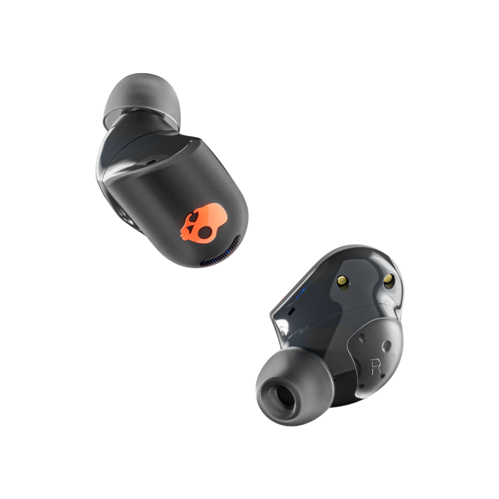 Skullcandy Sesh ANC Active - noir et orange - détail des écouteurs.